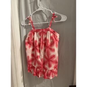 Janie And Jack Pink White Shibori Peplum Tie Dye Tank Top Sz 10 Girls